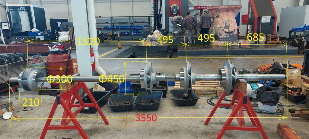 Condensate pump shaft assembled with new impellers